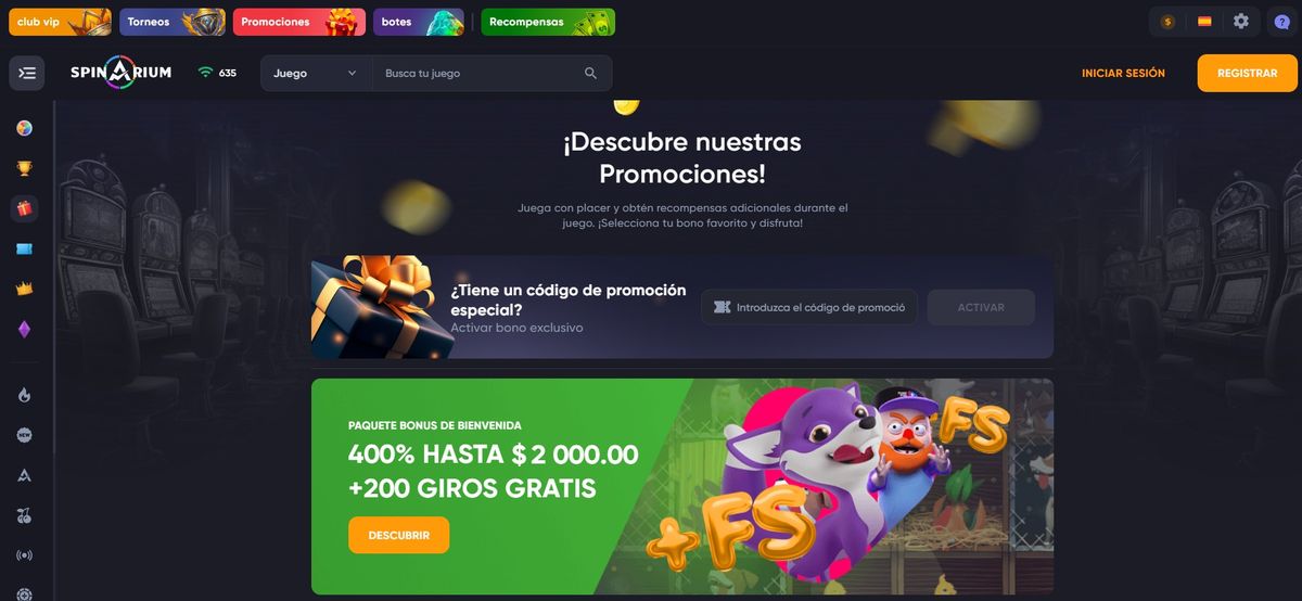 Bonificaciones (Bonos) en Spinarium Casino